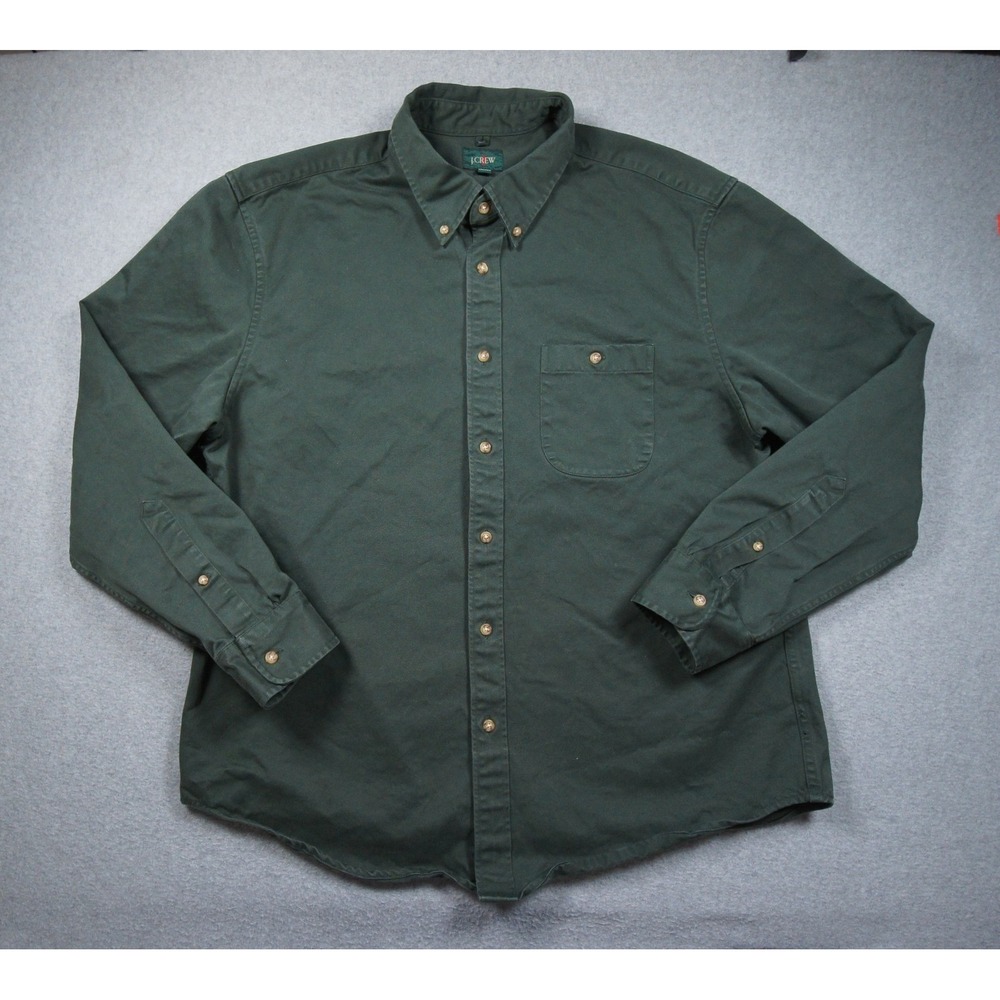 J.Crew Shirt Mens XL Green Long Sleeve Button Down Heavy Twill Oarsman